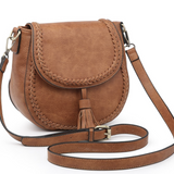 Penelope Saddle Stitch Crossbody Purse w/ Changeable Strap  - Saddle Brown