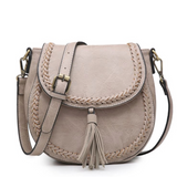 Penelope Saddle Stitch Crossbody Purse w/ Changeable Strap  - Sand