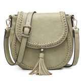 Penelope Saddle Stitch Crossbody Purse w/ Changeable Strap  - Willow