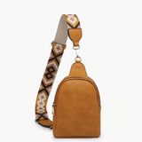 Ellen Small Crossbody Sling Purse w/ Guitar Strap- Mustard Yellow