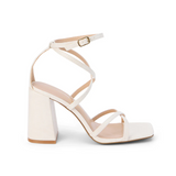 Abba Strappy Block  Heels - Off White Bone