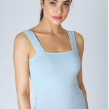 Clean Line Square Neck Full Length Tank Top by NikiBiki - Breezy Blue