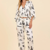 Beach Vibe Satin Crop Top by Surf Gypsy - Black & White