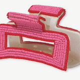 Lola -  Beaded Hair Claw Clip  - Pink & Red