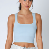 Clean Line Square Neck Crop Top by NikiBiki - Breezy Blue