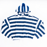 Girls Terry Cloth Hoodie Sweater - Navy Stripe