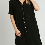 Black Gauze Button Up Maxi Dress w/ Raw Edges