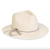 Ivory Paperbraid Safari Hat With Thin Faux Leather Band  -  Ivory Straw