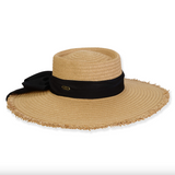 Paperbraid Floppy Hat With Woven Straw Pattern - Tan