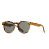 Ledger Sunglasses - Honey Tortoise & Turquoise / Walnut Arms w/ Smoke Polarized Lens