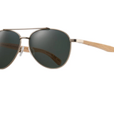 Amador Aviator Sunglasses w/ Grey Green Lens  Wood Arms