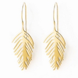 Flora - Small Brass Palm Leaf Drop Earrings by Ink & Alloy