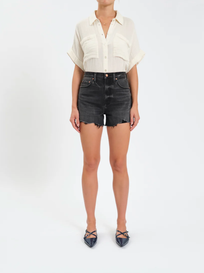 The Knockout High Rise Loose Jean Shorts by Daze - Night Life Vintage Black