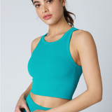Chevron High Neck Crop Top by NikiBiki - Bluebird