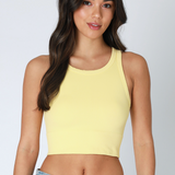 Chevron High Neck Crop Top by NikiBiki - Pale Lemon