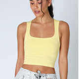 Clean Line Square Neck Crop Top by NikiBiki - Pale lemon