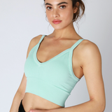 Ribbed V Neck Bra Top by NikiBiki - Island Aqua