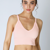 Ribbed V Neck Bra Top by NikiBiki - Peachy Pink