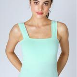 Clean Line Square Neck Full Length Tank Top by NikiBiki - Island Aqua