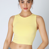 Clean Line Crew Neck Crop Top by NikiBiki - Pale Lemon