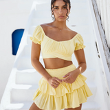 Tie Back Crop Top - Lemon Yellow
