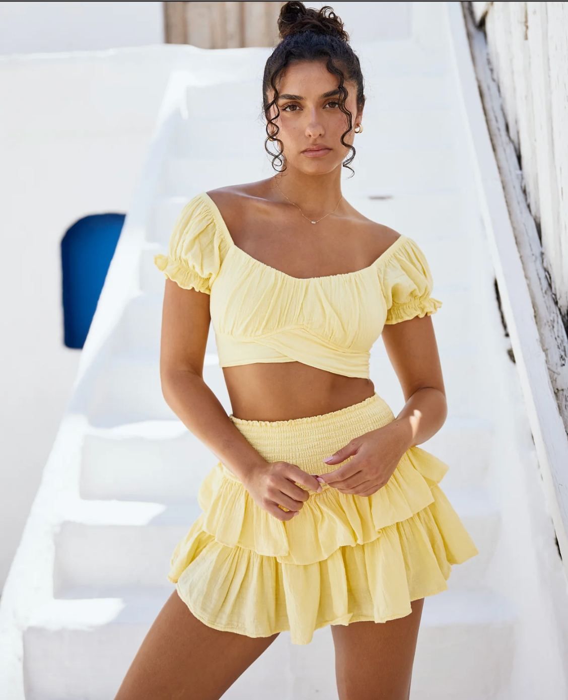 Tie Back Crop Top - Lemon Yellow