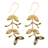 Vera abstract leaves threader earrings Brass
