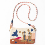 Leila boot seed bead clutch with strap