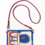 Leila sardine seed bead clutch with strap