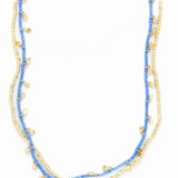 Milly double strand necklace gold and blue crystal