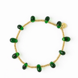 Hope gold stretch bracelet with teardrop glass beads green