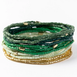 Chelsea 18 strand luxe beaded bracelet set green