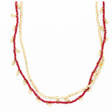 Milly double strand necklace gold and red crystals