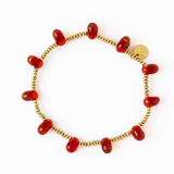 Hope gold stretch bracelet with teardrop glass beads red