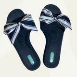 Madison Slide Sandals w/ Striped Scarf by Oka B - Sapphire Navy