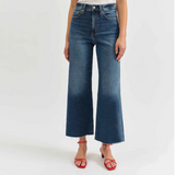 Pleaser High Rise Wide Ankle Jean by Daze - Uptown (Dark Blue)