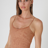 Double Lace Trim Cami by NikiBiki - Mocha Mousse