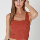 Double Lace Square Crop Top by NikiBiki -Chili Oil Red