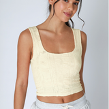Double Lace Square Crop Top by NikiBiki - Butter Cream