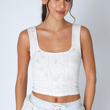 Double Lace Square Crop Top by NikiBiki - White