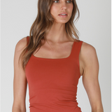 Clean Line Square Top - Full Length Tank Top by NikiBiki - Chili Oil (Red)