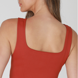 Clean Line Square Top - Full Length Tank Top by NikiBiki - Chili Oil (Red)