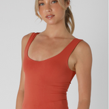 Clean Line Sweetheart Neck Full Length Tank Top by NikiBiki - Chili Oil (Red)