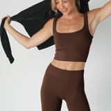 Chevron Ribbed Crop Top by NikiBiki - French Roast (Brown)