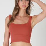 Chevron Ribbed Crop Top by NikiBiki - Chili Oil Red