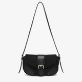 Duffy Contrast Suede Shoulder Bag in Black