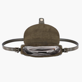 Duffy Contrast Suede Shoulder Bag in Black