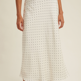 Polka Dot Satin Midi Skirt  by Wishlist - Off White / Black
