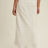 Polka Dot Satin Midi Skirt  by Wishlist - Off White / Black