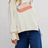 Graphic Camden Pullover Sardine Sweatshirt - Free People - Cream